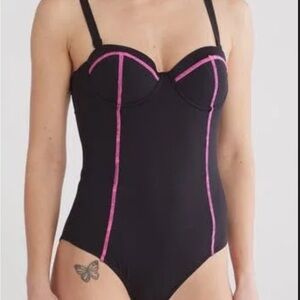 NWT Betsey Johnson Black and Pink Women's Swimsuit